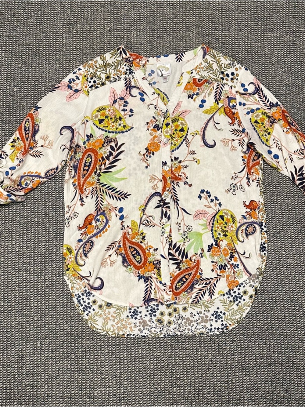 fig and flower Paisley Floral Button-Front Blouse